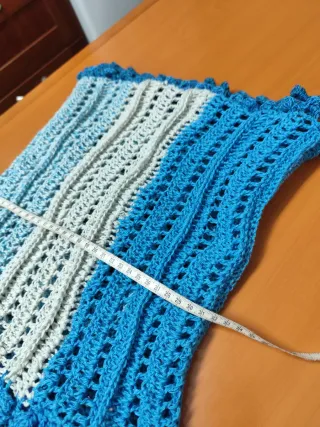 Cuello crochet azul degradado