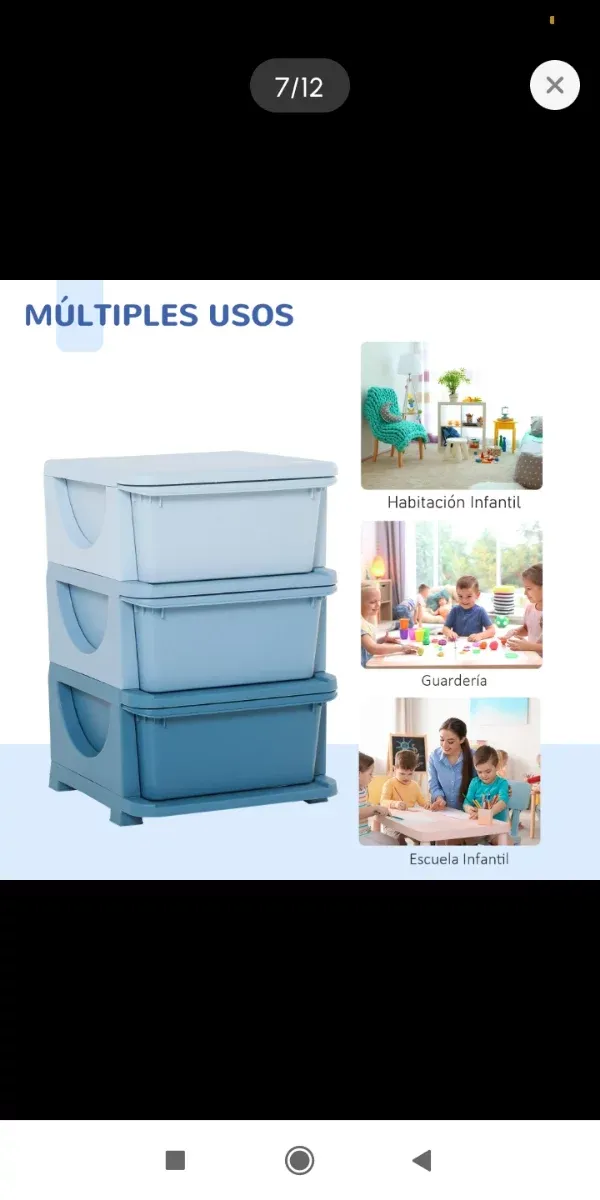 Cajonera infantil azul- 37x37x56,5cm