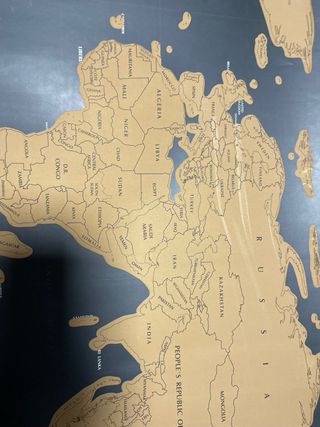 Mapa Mundi Rascable Negro 45x80cm