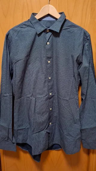 Camisa Zara Hombre Azul Estampada