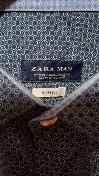 Camisa Zara Hombre Azul Estampada
