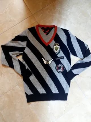 Maglione Tommy Hilfiger righe con patch gigi hadid