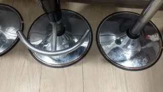 4 Taburetes Altos Cocina Negro y Plata