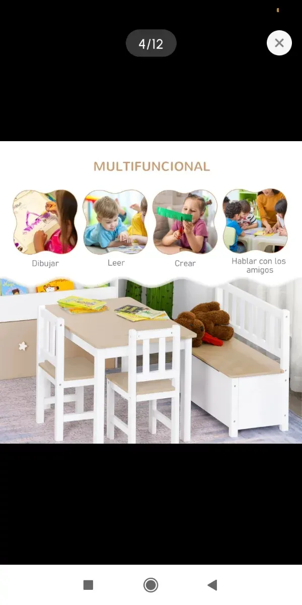 Conjunto Mesa, Sillas y Baúl Infantil