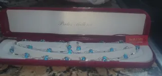 Conjunto Plata Ley Perlas Majorica Azul