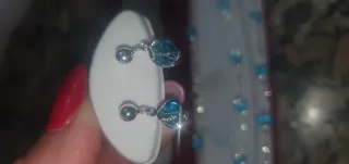 Conjunto Plata Ley Perlas Majorica Azul