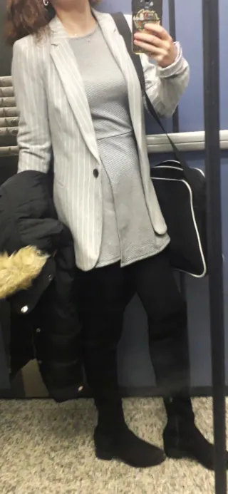 Vestido Bershka Raya Gris Talla XS