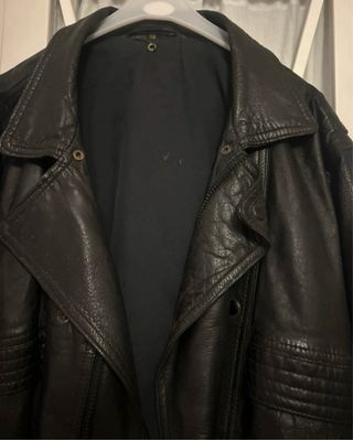 Cazadora cuero vintage negra