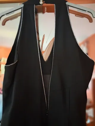 Vestido largo fiesta negro pedrería