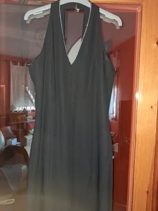 Vestido largo fiesta negro pedrería