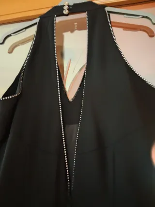 Vestido largo fiesta negro pedrería