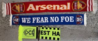 Lote 3 bufandas Arsenal, Ultras Millwall West Ham