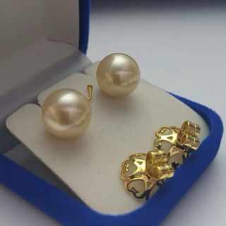 Pendientes Perla South Sea Dorada 12.7mm 2