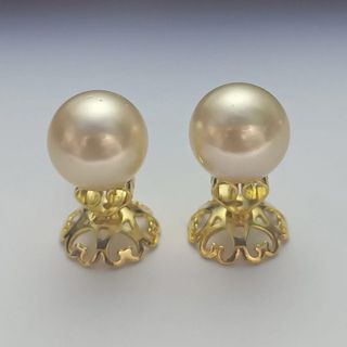Pendientes Perla South Sea Dorada 12.7mm 2