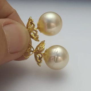 Pendientes Perla South Sea Dorada 12.7mm 2
