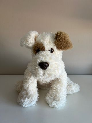 Peluche perro terrier blanco y marrón