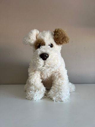 Peluche perro terrier blanco y marrón