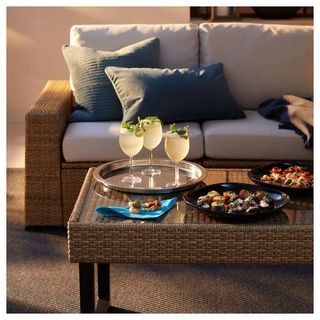 Mesa ratán cristal y metal Solleron