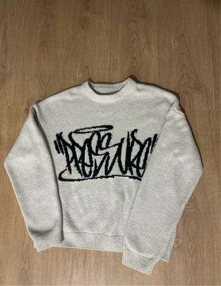 Sudadera Bershka gris con estampado