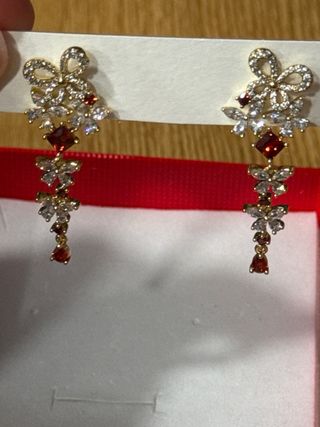 Pendientes laminado 14k oro y rojo