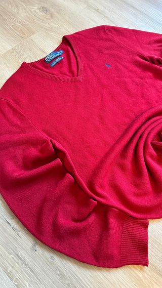 Polo Vintage Ralph Lauren Jersey Lana Rojo Talla M