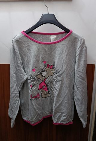 Camiseta mujer gris con osito M