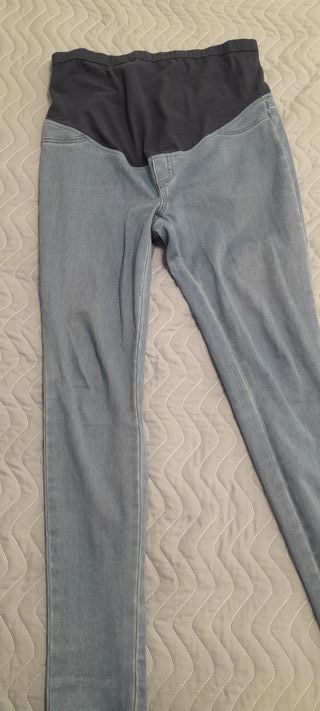 Lote pantalones premamá negros y azules.