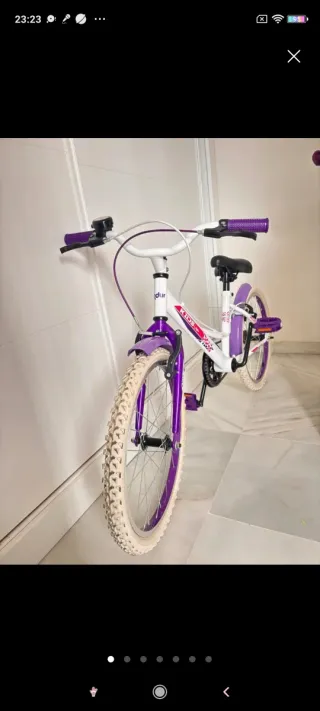 Bicicleta Decathlon morada y blanca#bicibarata