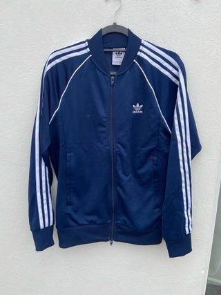 Chaqueta Adidas Azul con Rayas Blancas