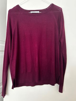 Conjunto punto chaqueta y jersey morado