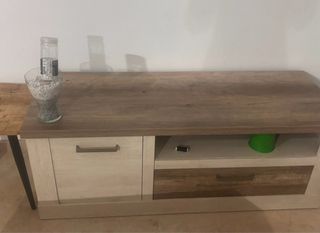 Mueble TV madera y estanteria
