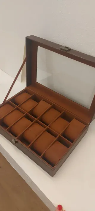 Scatola porta orologi in similpelle marrone