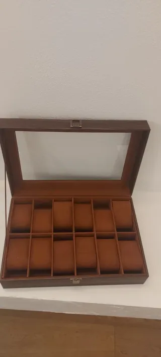 Scatola porta orologi in similpelle marrone