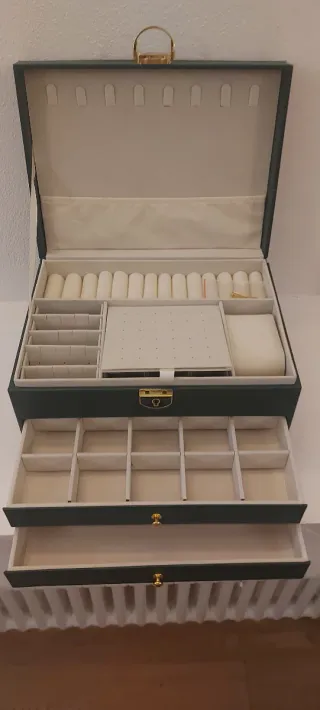 Portagioie grande verde con dettagli oro