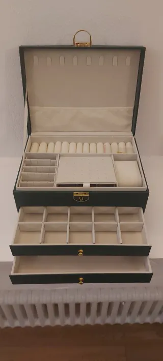 Portagioie grande verde con dettagli oro