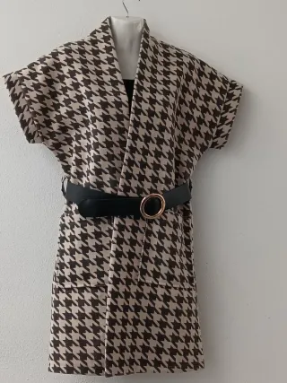 Casaco sem mangas com padrão Houndstooth
