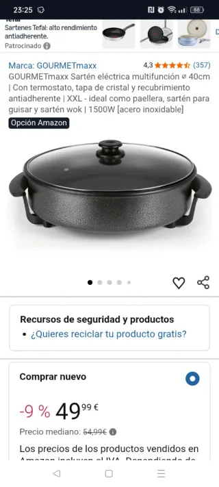 Eléctrica Pizza pan.  43cm. GRANDE