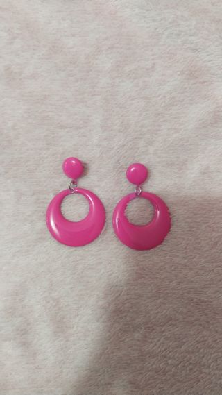 Pendientes aro rosa y flor