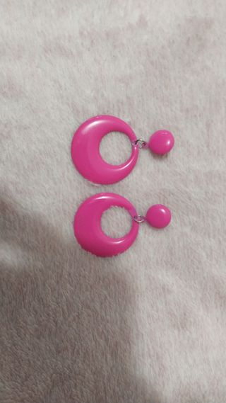 Pendientes aro rosa y flor