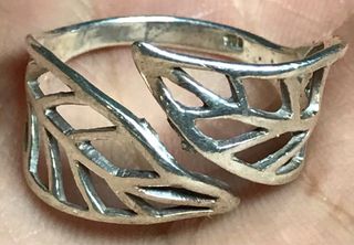 Anillo Plata Hojas Ajustable + Regalo