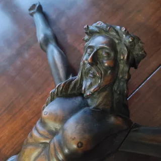 Cristo madera maciza tallado a mano 43cm