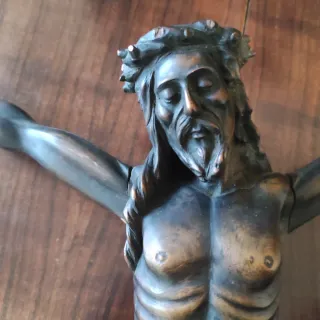 Cristo madera maciza tallado a mano 43cm