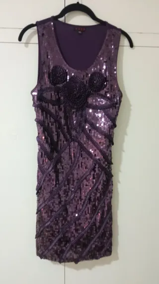 Vestido lentejuelas morado Talla m/ l