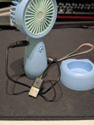 Ventilador Portátil Azul y Dorado