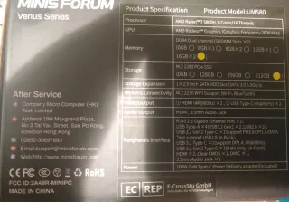 Minisforum UM580 Mini PC Windows 11 Pro