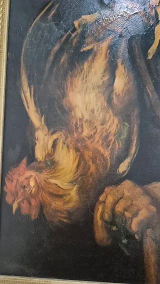 Cuadro campesino con gallina