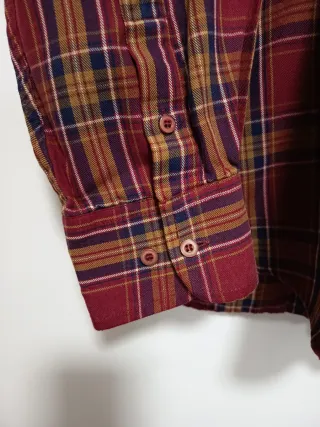 Camisa de cuadros granate y amarilla