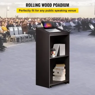 Atril marrón con ruedas