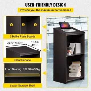 Atril marrón con ruedas