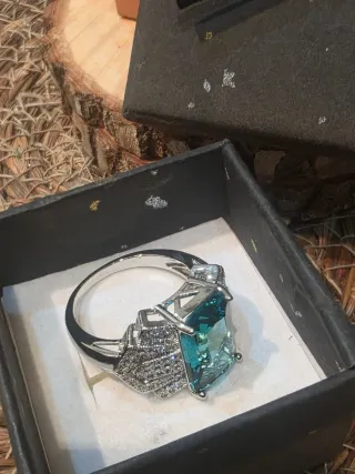 Anillo Cóctel Plata Circonita Azul
